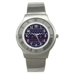 Christmas Concept With Knitted Pattern Stainless Steel Watch by Vaneshart