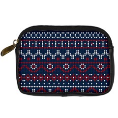 Christmas Concept With Knitted Pattern Digital Camera Leather Case by Vaneshart