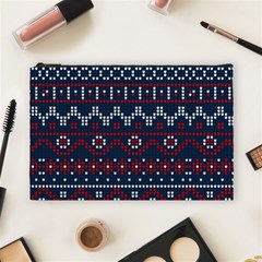 Christmas Concept With Knitted Pattern Cosmetic Bag (large) by Vaneshart