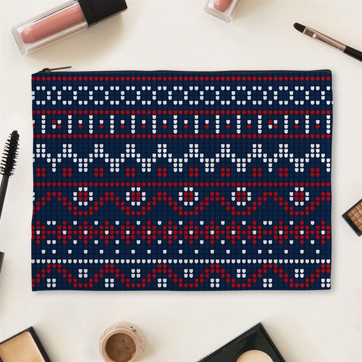 Christmas Concept With Knitted Pattern Cosmetic Bag (XL)