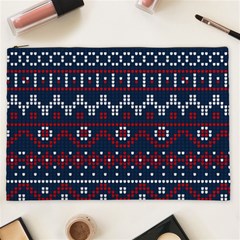 Christmas Concept With Knitted Pattern Cosmetic Bag (xxl) by Vaneshart