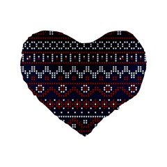 Christmas Concept With Knitted Pattern Standard 16  Premium Heart Shape Cushions by Vaneshart