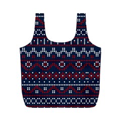 Christmas Concept With Knitted Pattern Full Print Recycle Bag (m) by Vaneshart