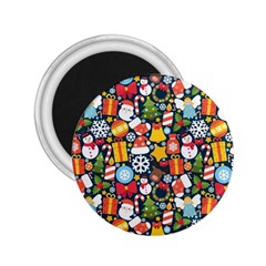 Colorful Pattern With Decorative Christmas Elements 2 25  Magnets by Vaneshart