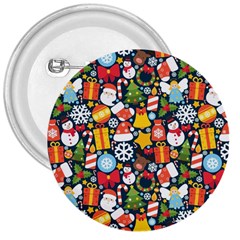 Colorful Pattern With Decorative Christmas Elements 3  Buttons by Vaneshart