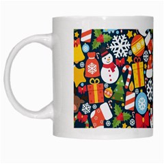 Colorful Pattern With Decorative Christmas Elements White Mugs by Vaneshart