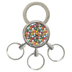 Colorful Pattern With Decorative Christmas Elements 3-ring Key Chain by Vaneshart