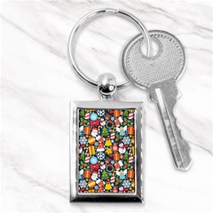 Colorful Pattern With Decorative Christmas Elements Key Chain (rectangle) by Vaneshart