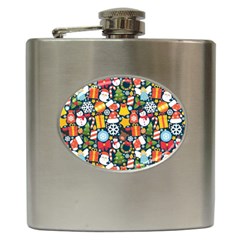 Colorful Pattern With Decorative Christmas Elements Hip Flask (6 Oz) by Vaneshart