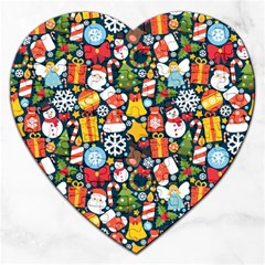 Colorful Pattern With Decorative Christmas Elements Jigsaw Puzzle (heart) by Vaneshart