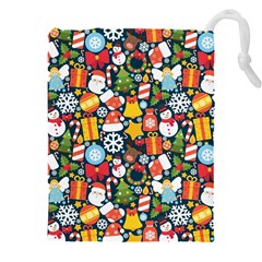 Colorful Pattern With Decorative Christmas Elements Drawstring Pouch (5xl) by Vaneshart