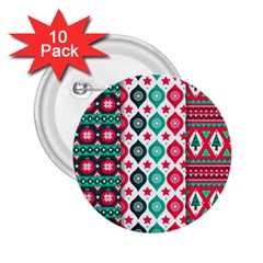 Flat Design Christmas Pattern Collection 2 25  Buttons (10 Pack)  by Vaneshart