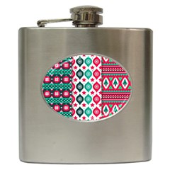 Flat Design Christmas Pattern Collection Hip Flask (6 Oz) by Vaneshart