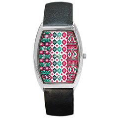 Flat Design Christmas Pattern Collection Barrel Style Metal Watch by Vaneshart