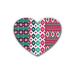 Flat Design Christmas Pattern Collection Rubber Coaster (heart)  by Vaneshart