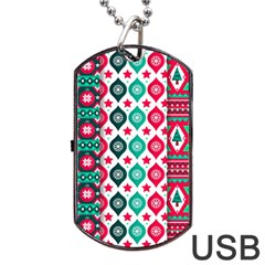 Flat Design Christmas Pattern Collection Dog Tag Usb Flash (two Sides) by Vaneshart