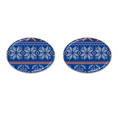 Beautiful Knitted Christmas Pattern Cufflinks (oval) by Vaneshart