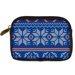 Beautiful Knitted Christmas Pattern Digital Camera Leather Case by Vaneshart