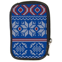 Beautiful Knitted Christmas Pattern Compact Camera Leather Case by Vaneshart