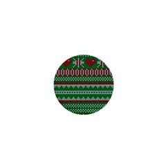 Knitted Christmas Pattern Green Red 1  Mini Magnets by Vaneshart