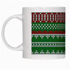 Knitted Christmas Pattern Green Red White Mugs by Vaneshart