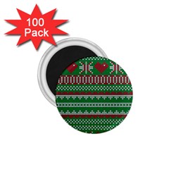 Knitted Christmas Pattern Green Red 1 75  Magnets (100 Pack)  by Vaneshart