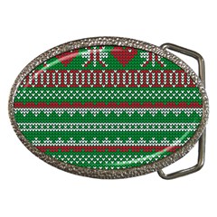 Knitted Christmas Pattern Green Red Belt Buckles by Vaneshart