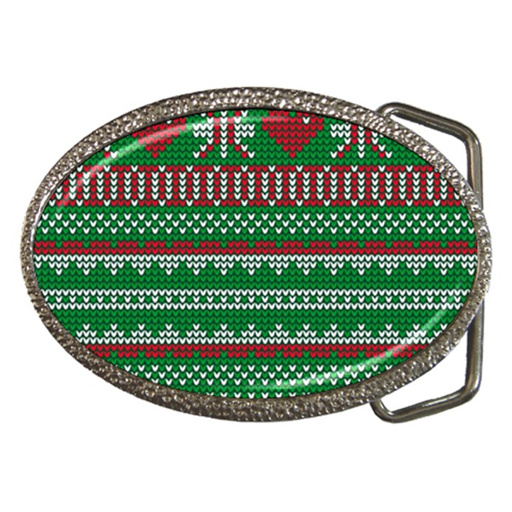 Knitted Christmas Pattern Green Red Belt Buckles