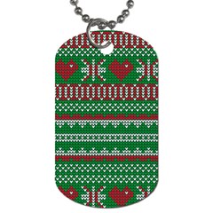 Knitted Christmas Pattern Green Red Dog Tag (one Side) by Vaneshart