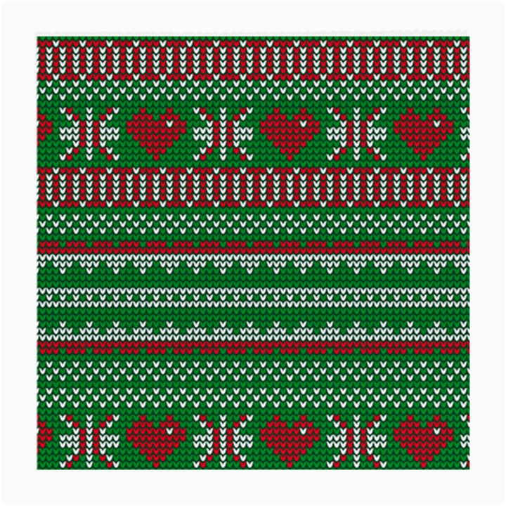 Knitted Christmas Pattern Green Red Medium Glasses Cloth