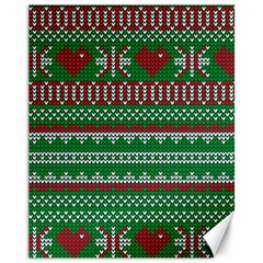 Knitted Christmas Pattern Green Red Canvas 11  X 14  by Vaneshart