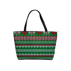 Knitted Christmas Pattern Green Red Classic Shoulder Handbag by Vaneshart