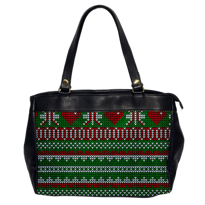 Knitted Christmas Pattern Green Red Oversize Office Handbag