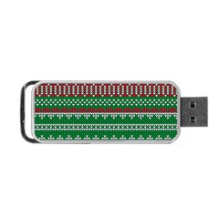 Knitted Christmas Pattern Green Red Portable Usb Flash (two Sides)