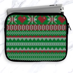 Knitted Christmas Pattern Green Red Apple Ipad 2/3/4 Zipper Cases