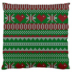 Knitted Christmas Pattern Green Red Standard Flano Cushion Case (one Side) by Vaneshart