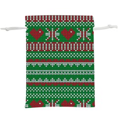 Knitted Christmas Pattern Green Red  Lightweight Drawstring Pouch (xl) by Vaneshart