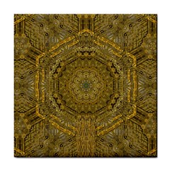 Golden Star And Starfall In The Sacred Starshine Tile Coaster by pepitasart