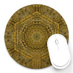 Golden Star And Starfall In The Sacred Starshine Round Mousepads by pepitasart