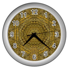 Golden Star And Starfall In The Sacred Starshine Wall Clock (silver) by pepitasart