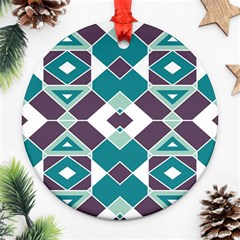 Teal And Plum Geometric Pattern Ornament (round) by mccallacoulture