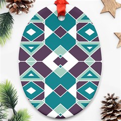 Teal And Plum Geometric Pattern Ornament (oval)