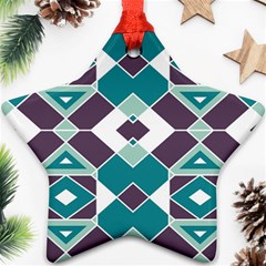 Teal And Plum Geometric Pattern Ornament (star)