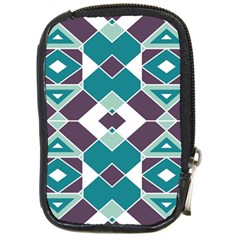 Teal And Plum Geometric Pattern Compact Camera Leather Case