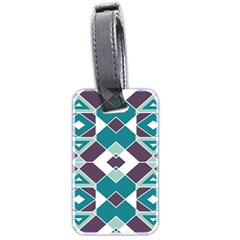 Teal And Plum Geometric Pattern Luggage Tag (two Sides) by mccallacoulture