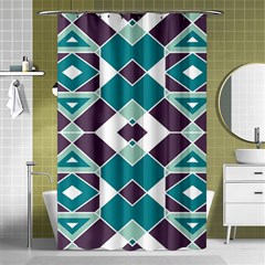 Teal And Plum Geometric Pattern Shower Curtain 48  X 72  (small)  by mccallacoulture