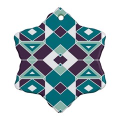 Teal And Plum Geometric Pattern Snowflake Ornament (two Sides) by mccallacoulture