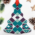 Teal and Plum Geometric Pattern Christmas Tree Ornament (Two Sides) Front