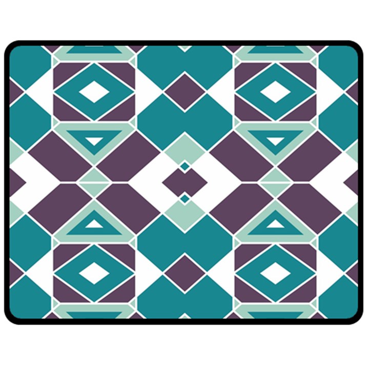 Teal and Plum Geometric Pattern Double Sided Fleece Blanket (Medium) 