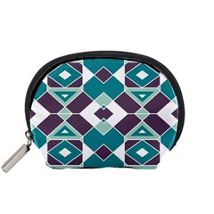 Teal And Plum Geometric Pattern Accessory Pouch (small) by mccallacoulture